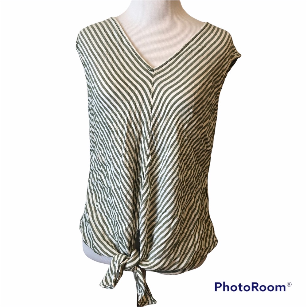 Max Studio striped knot tie blouse size medium